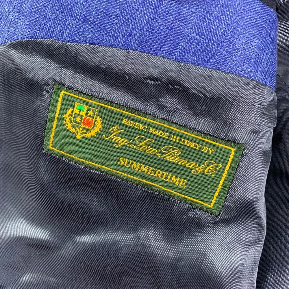 Loro Piana Suit Men 46R Blue Summertime Linen Silk 34x28 Double Breasted 2 Piece - Picture 4 of 16